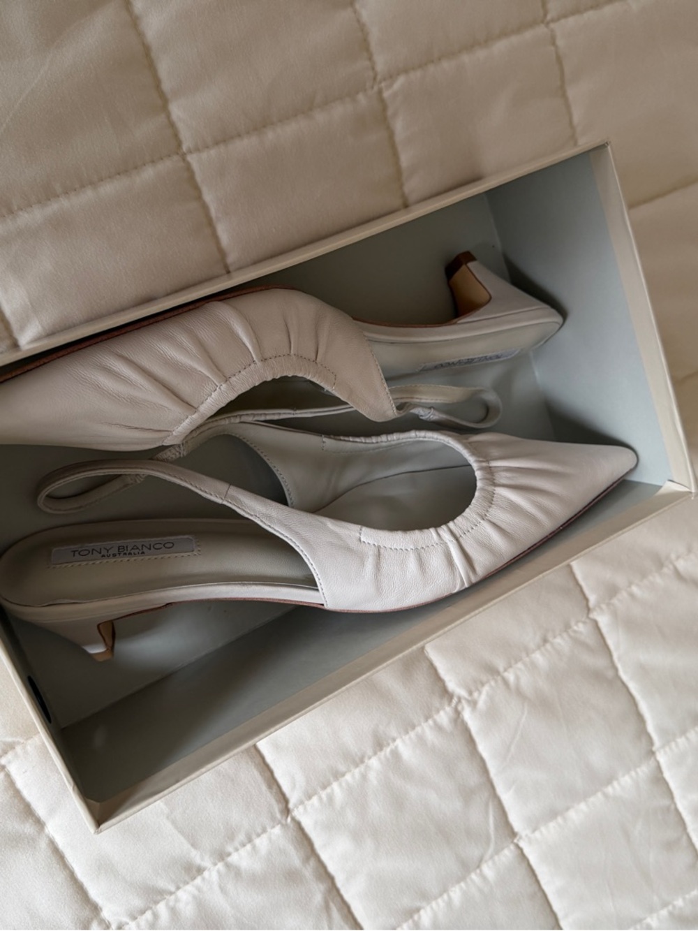 Tony Bianco Davis Kitten Heel Slingback in Dove Nappa (White/Cream) - Picture 9 of 14